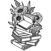 Reading Metal Wall Decor 7.7x11.2inch Iron Book Wall Art Decor Flower Wall Decor Sign Metal Wall Sculptures