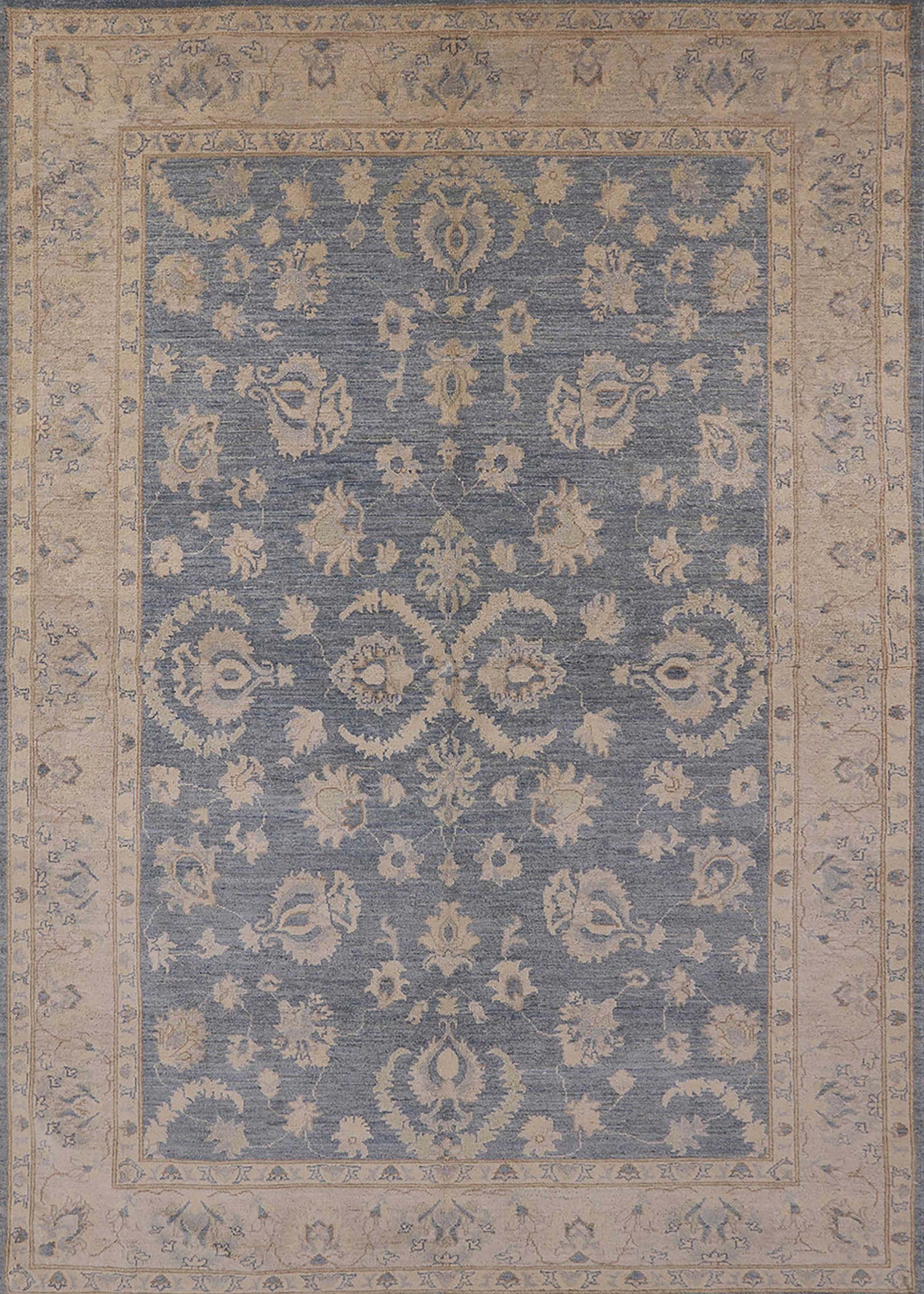 LGN10495 Ladole Rugs Pasific Cream Brown Blue Bordered Vintage Style Area Rug 6'7 X 9'2 