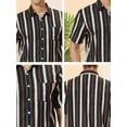 thumbnail image 6 of INSPIRE CHIC Men's Short Sleeve Button Down Stripes Color Block Printed Shirts S Black Beige, 6 of 6