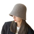 thumbnail image 1 of Women Winter Bucket Hat Thick Solid Color Soft Sun UV Protection No Brim Deep Windproof Cold Resistant Foldable Hat Lady Cap Outd, 1 of 10
