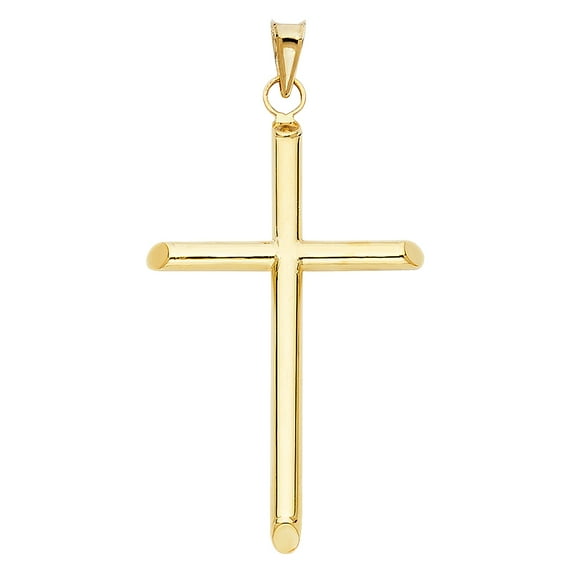 14k Yellow Gold Religious Cross Charm Pendant (29mm x 31mm)