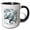Black/White, variant on 3drose, Two Turtle Doves in Grey and Blue Cut-out Stencil on White Background, 15oz Two-tone Blue Mug
