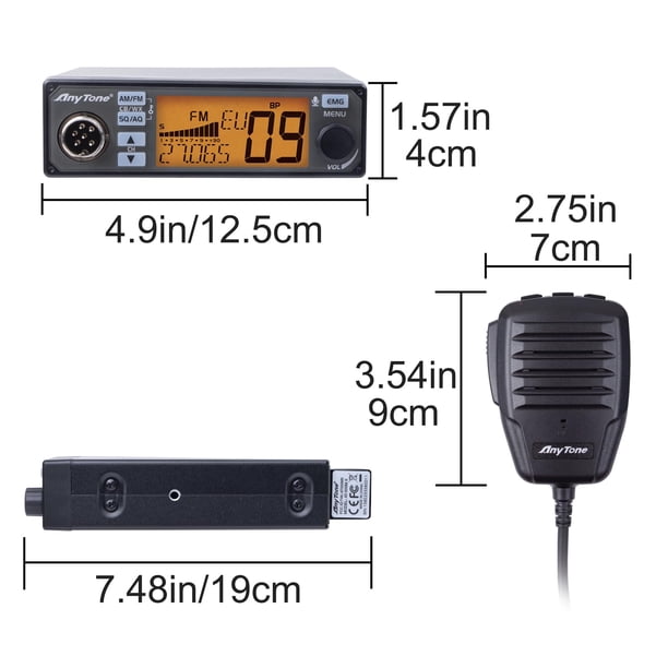Radio CB AnyTone AT-500M II de 40 canales para camión 12/24 V