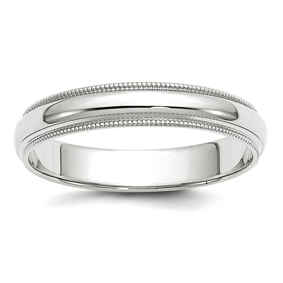 10k White Gold Solid Polished 4mm Milgrain Half Round Band Size 7 Ring Ring for Women and Men