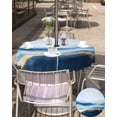 thumbnail image 5 of Fsddascl Navy Blue Outdoor Tablecloth - 60 Inch Round Dining Table Cover, Yellow Oil Painting Contemporary Waterproof Outdoor Table Cloth with Umbrella Hole & Zipper for Picnic/Patio/Party, 5 of 7