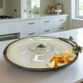 thumbnail image 2 of Chip Dip Platter Snack Plate - for Chips Crackers Salsa Sauce and Artisanal Bread Slices-Dip Tray with Built-in Bowl-Rosemary Flower Accent-Chip Platter - 13.25 x 12.5 x 2.5 Inches, 2 of 7