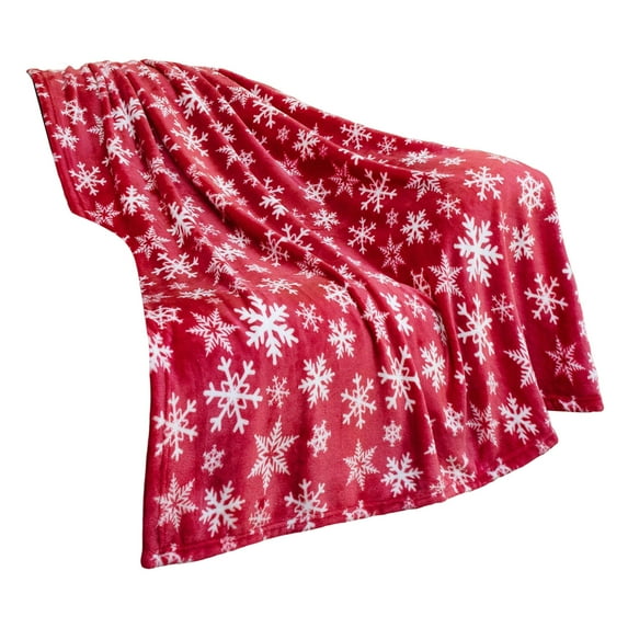 Washranp Plush Christmas Blanket Snowflake Print Thicken Keep Warm Elk Print Sofa Bed Blanket for Home
