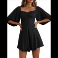 thumbnail image 1 of Vestidos de Verano para Mujer, Cuello Cuadrado, Espalda Anudada, Mangas Farol, Volantes, Vestido Informal de Corte A Negro S, 1 of 10