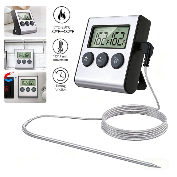 FungLam  Remote Kitchen Digital Cooking Thermometer Probe Meat Food Temperature with Timer