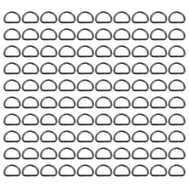 100 anillos en D, material de hierro, exquisito, amplia aplicación, anillos en D de metal resistentes y duraderos para ropa, mochila, bolsa, color gris