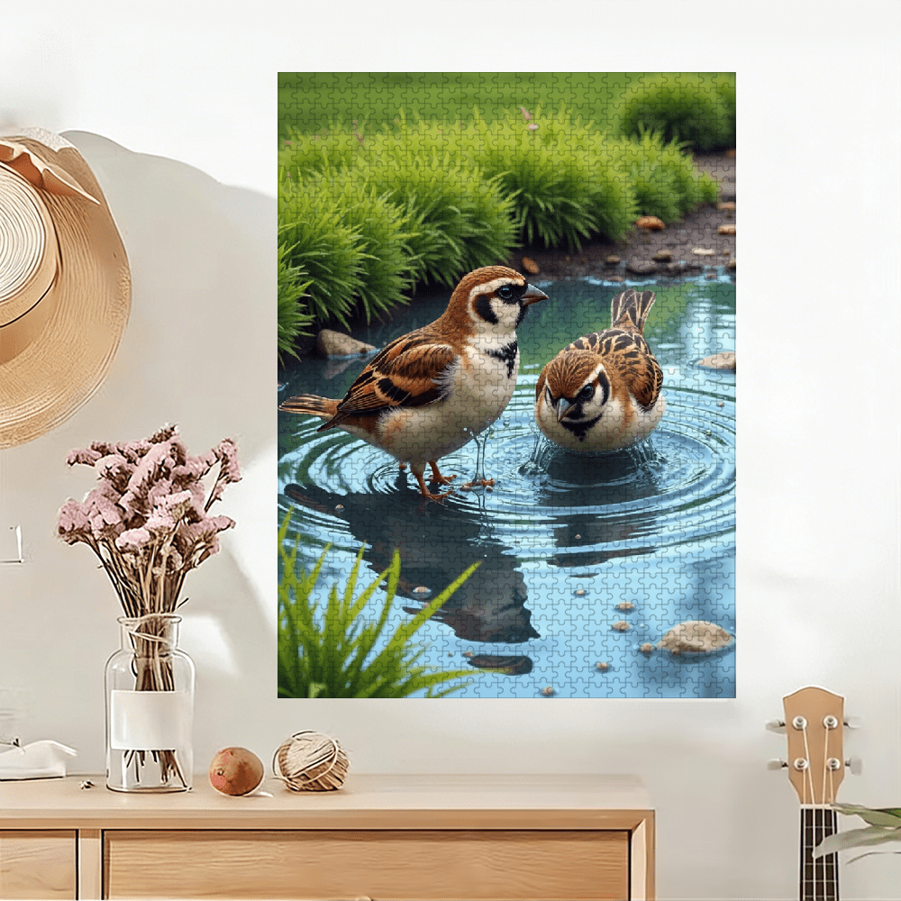 1000 pieces of vertical paper jigsaw puzzle - lively sparrows, size 29.5 * 20 inches.