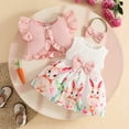 thumbnail image 4 of FASHOFT Baby Girl Easter Outfit Ruffle Sleeve Bunny Dresses and Headband 2 Piece My First Easter Outfit Pink 12-18 Months, 4 of 7