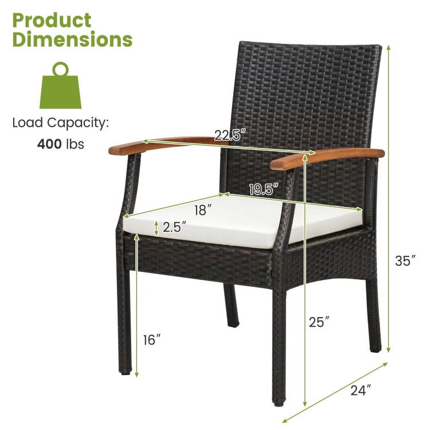 Aimee Lii 5 Pieces Patio Wicker Chair and Dining Table Set with 2 Inch Umbrella Hole, Outdoor Patio Furniture