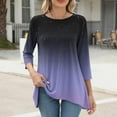 thumbnail image 3 of UNITWRY Hauts à Manches 3/4 pour Femmes Blouses Habillées Tunique Col Rond Chemise Décontractée Imprimée Chandail, 3 of 6