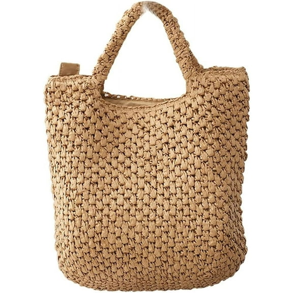 Kukuzhu Straw Bag Women Summer Straw Beach Bag Handmade Woven Hobo Bag Handbag for Daily Travel Vacation