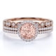 thumbnail image 1 of JeenMata Juego de Trío de Morganita Creada en Corte Redondo de 1,75 Quilates - Juego de Novia - Juego de Trío de Bodas - Anillo de Halo - Anillo Más Vendido - Oro Rosa de 18 K sobre Plata, 1 of 6