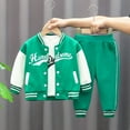 thumbnail image 3 of Alvivi Baby Boys Baseball Sport Outfits Toddler Shirt+Button Down Jacket+Trousers Athletic 3pcs Clothes Set Green 3-4 Years, 3 of 4