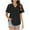 Black, variant on Lzobxe Women's Tops Short Sleeved Basic Casual V Neck Pleated T-shirt Loose Fitting Cotton,Sizes S-3XL