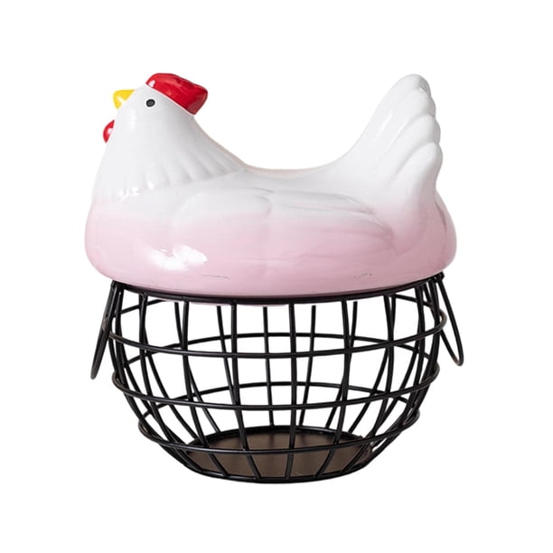 Cesta organizadora para huevos de gallina, soporte de encimera para huevos, recipiente para verduras y huevos. Rosa Negro