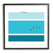 Stupell Industries Sea Turtles Under Scuba Diver Geometric Blue Stripes, 24 x 24, Designed by Make Much Studios