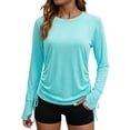 thumbnail image 2 of Viluyesy Women's Long Sleeve Workout Shirts UPF 50+ Sun Protection Crew Neck Side Drawstring with Thumb Holes Quick Dry for Yoga Running Casual Outdoor Wear, 2 of 9