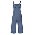 thumbnail image 5 of Linen Overalls for Women Loose Fit Summer Casual Boho Wide Leg Jumpsuit Adjustable Straps Sleeveless Cotton Linen Jumpsuits Blue 3XL, 5 of 5