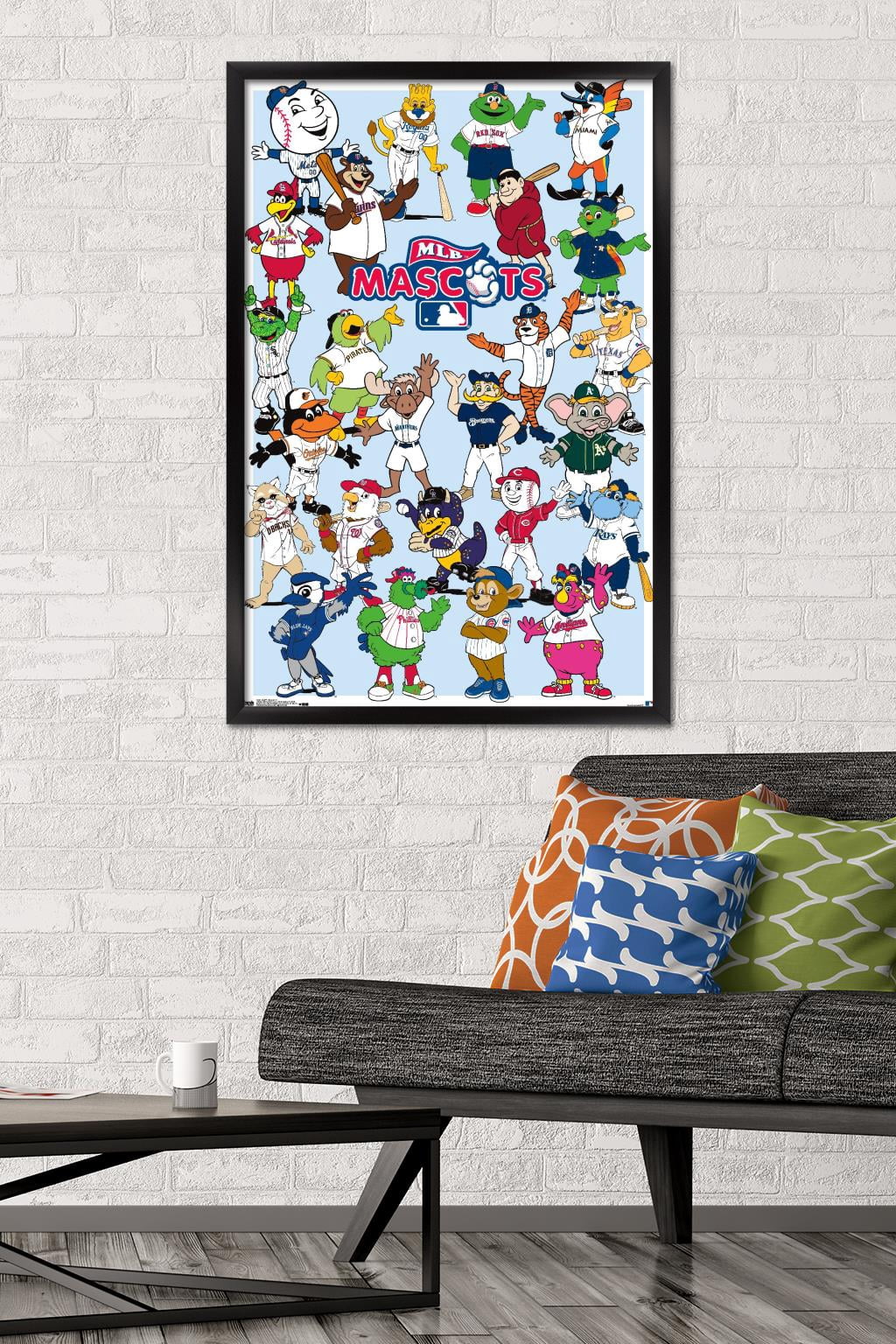 MLB 24.25'' x 35.75'' Framed Mascots Poster
