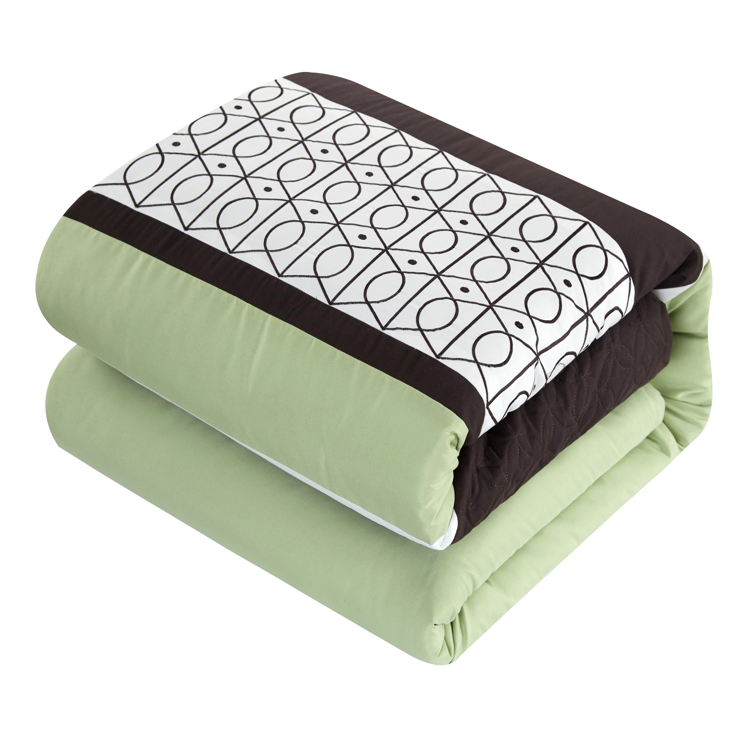 Chic Home Mykie 20-Piece Color Block Comforter Set, King, Green