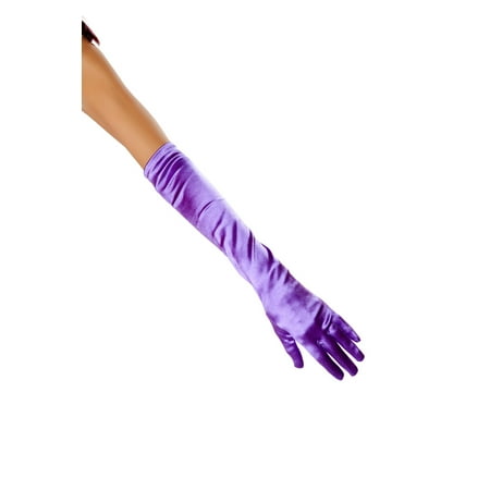 Roma Costume Adult Women Halloween Party Outfit Stretch Satin Gloves Purple - One