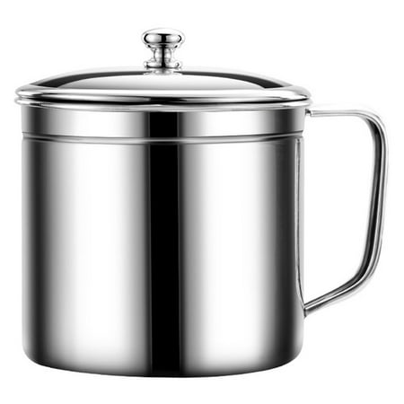 

1pc Stainless Steel Oil Strainer Pot Oil Container with Mesh Grease Strainer Can (Silver)