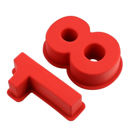 PENIKOKO Silicone Number Molds Red Food Grade Silicone 2Pcs