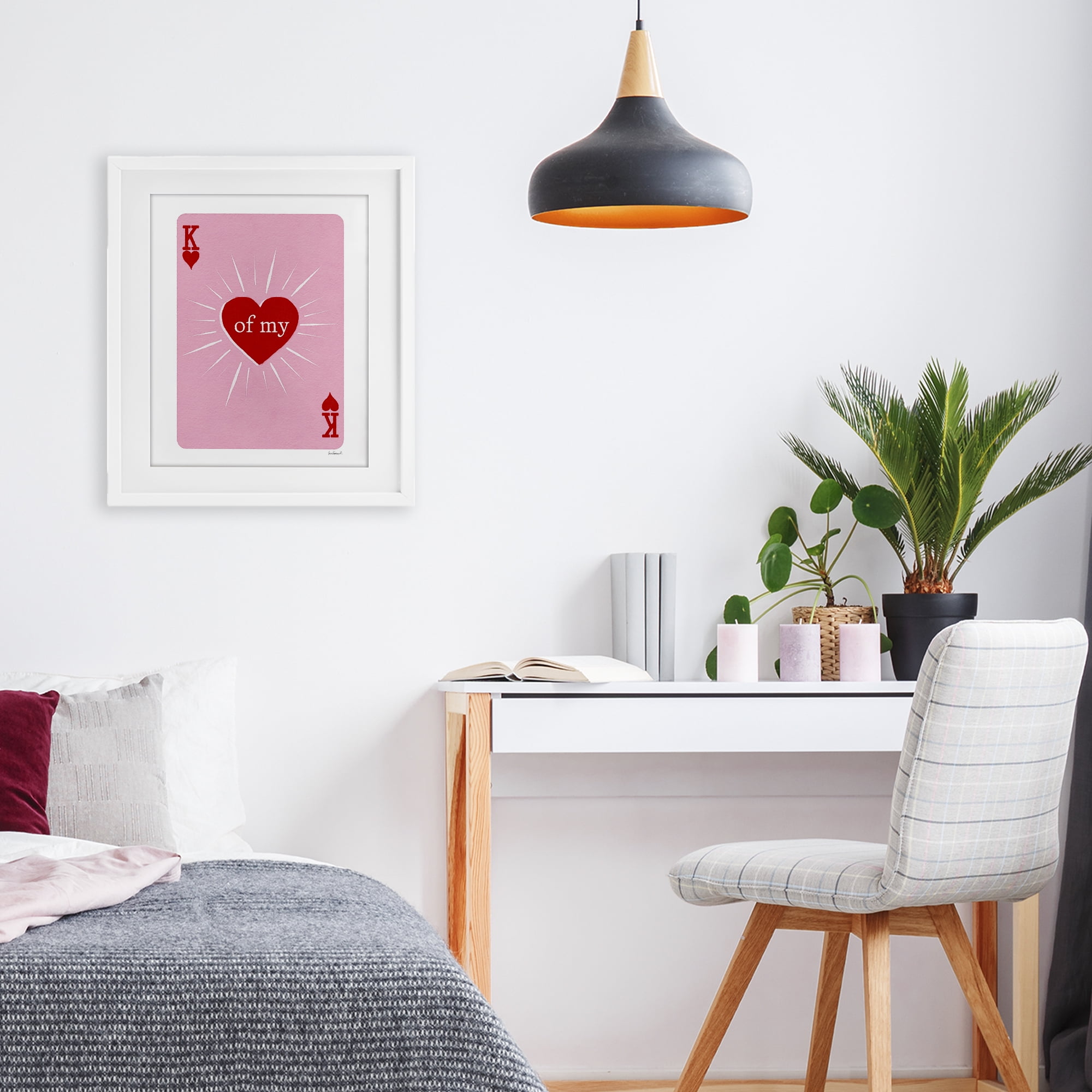 King Of My Heart White Framed Print Under Glass, design by Amanda Greenwood