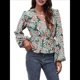 thumbnail image 3 of Top de Larga para Mujer, Jersey Fino, Cuello en V, Abullonada, Babydoll, Ligero, de Poliéster Verde M, 3 of 10