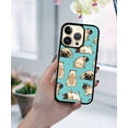 thumbnail image 5 of FINCIBO Soft Rubber Protector Cover Case for Apple iPhone 14 Pro Max 6.7" 2022, Pug Funny Playful Postures Teal, 5 of 5