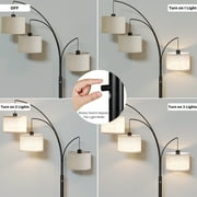 SUNMORY 3 Lights Floor Lamp for Living Room, 78 Tall Standing Lamp with Hanging Drum Shade, Modern Arc Floor Lamps with Heavy Base, Mid Century Arched Tree Floor Lamp for Bedroom, Office, Corner