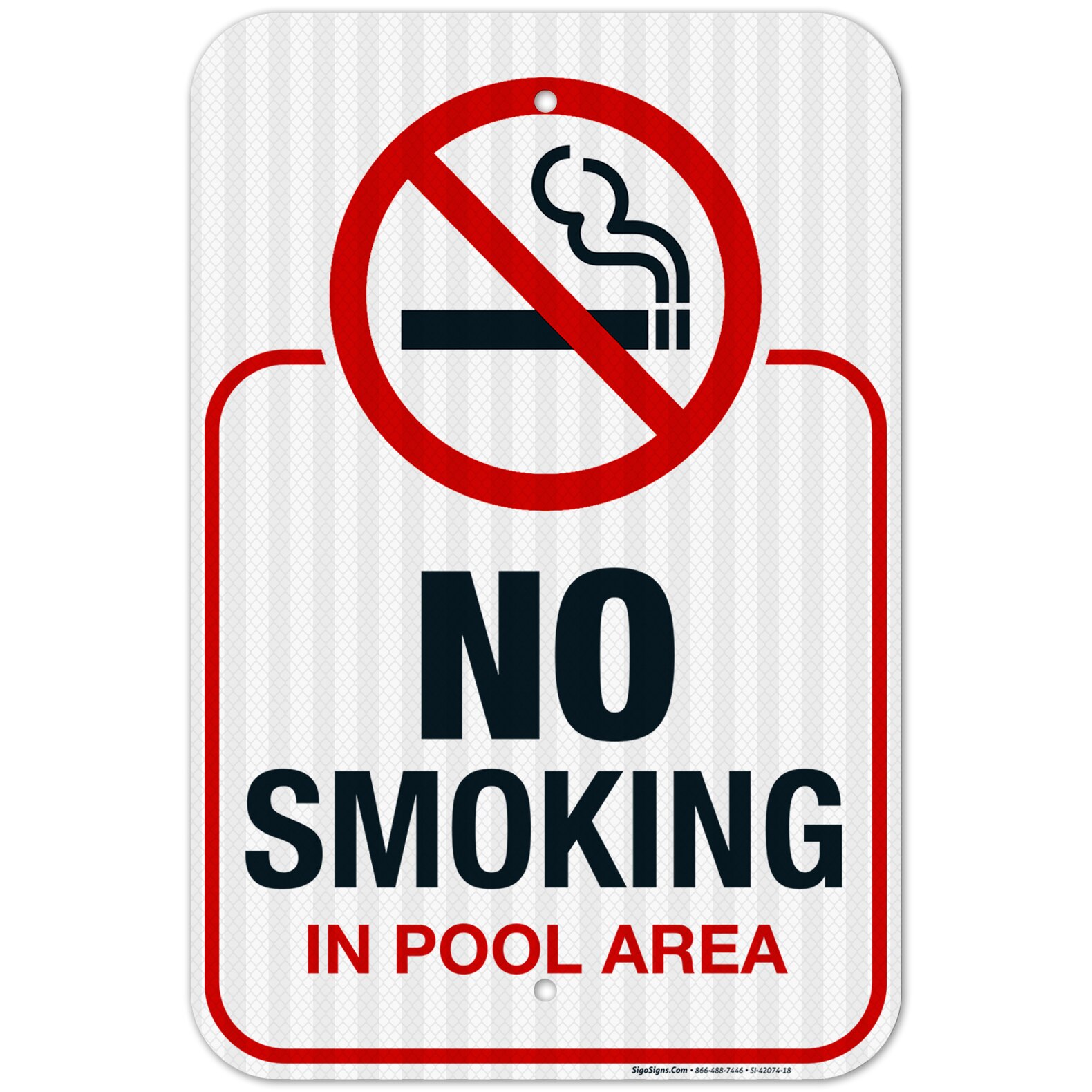 No Smoking in Pool Area Sign. Pool Sign