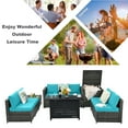 thumbnail image 4 of Patiojoy 9 PCS Rattan Dinning Set Wicker Sofa w/Propane Gas Fire Pit 60,000 Btu Heater Turquoise, 4 of 10