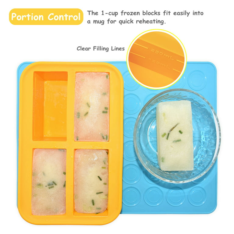 Silicone Freezer Molds With Lids & Measurement Lines, Makes 8 Perfect 1 Cup  Portions, Food Freezing Storage Containers For Soup, Pasta Sauce, Broth.
