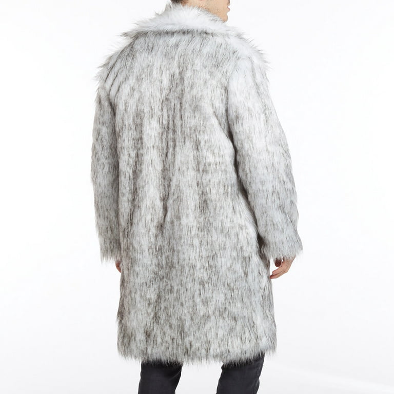 Kbkybuyz Men's Winter Faux Fox-Fur Coat