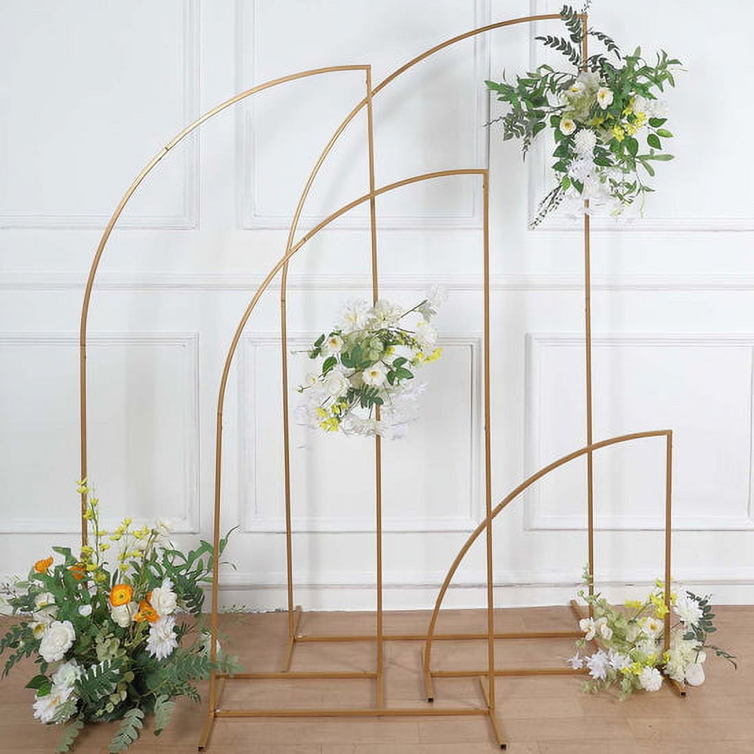Wocadle Metal Arch Backdrop Stand Set of 2 Gold Curved Top Wedding