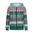 thumbnail image 6 of Women's Zip Up Hooded Jacket V Neck Fashion Printed Casual Hooded Zip Up Jacket with Pockets Loose Casual Fall Fashion Sweatshirt Outerwear, 6 of 8