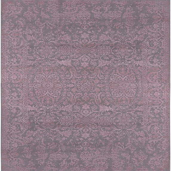 Ahgly Company Machine Washable Indoor Square Industrial Modern Mauve Taupe Purple Area Rugs, 6' Square
