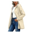 thumbnail image 6 of Moxiu Women's Lightweight Rain Jacket with Hood Waterproof Outdoor Striped Lined Travel Jacket Windbreaker Rain Coats Beige,L, 6 of 9