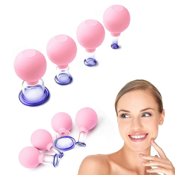 Juego de 4 vasos faciales con succión, 4 colores disponibles, ideal para masajes con caja, drenaje linfático, herramientas de belleza antienvejecimiento, para rostro, cuello y
