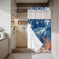 thumbnail image 4 of Sea Turtle Coastal No Hook Shower Curtain with Snap in Liner, Waterproof Fabric Shower Curtains, Summer Beach Coral Nautical Navy Blue Shower Curtain Set Top See Through for Bathroom 36"x78", 4 of 8