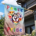 thumbnail image 3 of Peace Love Pride Alaskan Malamute with Rainbow Sunglasses LGBT LGBTQ+ House Flag 28x40in Double Sided Alaska Mal Dog Lovers Gifts Outdoor Decor - 01004, 3 of 5