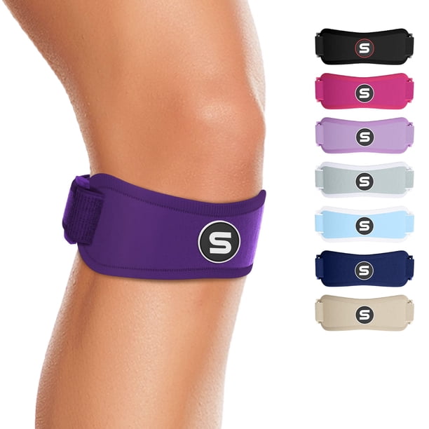 Rodillera de la marca sueca Sleeve Stars para el tendón rotuliano, eficaz para mujeres y hombres, con 3 longitudes ajustables, para jóvenes y niños de 30 a 60 cm (par/morado oscuro/adulto)