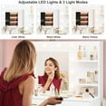 thumbnail image 6 of Soonbuy 61" Make Up Vanity Desk with Mirror and Lights, White Vanity with 8 Wide Storage Drawers & 2 Tier Shelves, 3 Lighting Modes with Adjustable Brightness, Vanity Desk for Bedroom（ship in 2 boxes）, 6 of 7