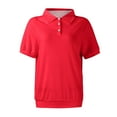 thumbnail image 2 of GXIPO Cotton Polo Shirts for Women 3-Button Collared Short Sleeve Cool Uniform Tops Red 2XL, 2 of 5