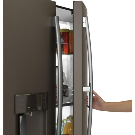 GE - 27.7 Cu. Ft. French Door-in-Door Refrigerator with External Water & Ice Dispenser - Fingerprint resistant slate